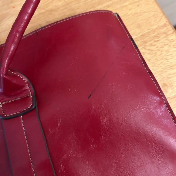 "Emilie M." Chic Red Leather Tote Bag - Picture 10 of 15